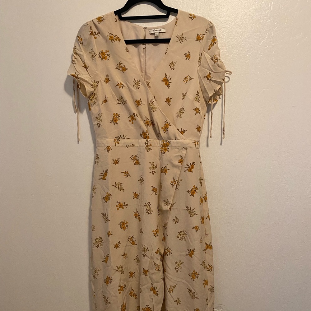 Madewell Blush Pink Floral Wrap Midi Dress